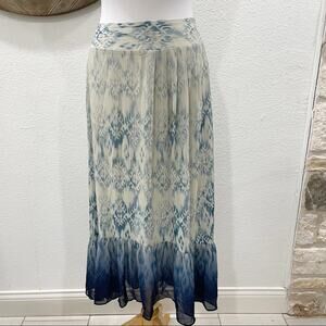 NWT Sundance Festival Batik Ombre Ikat High Low Skirt Cream Blue Medium